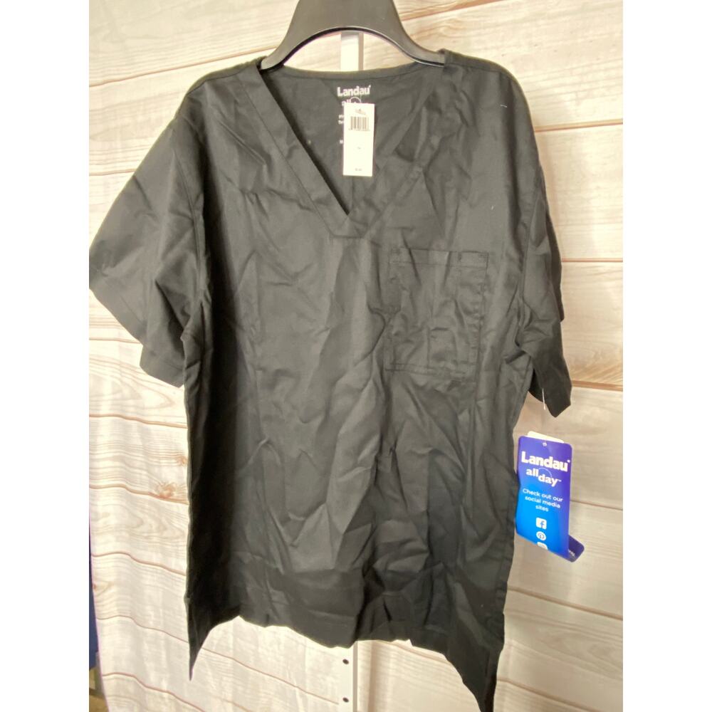 Brand New Landau Women's Size SML Unisex Black Short Sleeve Scrub Top